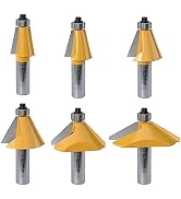 FivePears 6 PCS Chamfer Router Bit Set 1/2 Inch Shank, Edge Forming Bevel Carbide Tipped Router B...