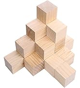 Supla 20pcs 2 inch Wooden Cubes Unfinished Wood Blocks for Wood Crafts, Wooden Cubes, Wood Blocks...