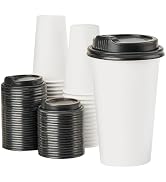 RACETOP [100 pack] Disposable Coffee Cups with Lids 16 oz, Paper Cups with Lids, Hot Cups with Li...