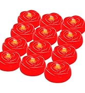 Aignis 12pcs Flameless LED Floating Candles, Red Rose Plastic Tealights Battery Operated, 120+ Ho...