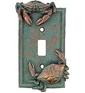 Top Brass Nautical Crab Starfish and Seashell Beach Electrical Cover Wall Plate Bronze/Verdigris ...