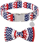 DOGWONG Patriotic Day Dog Collar with Bowtie - American Flag Dog Collar, 4th of July Dog Bow Coll...