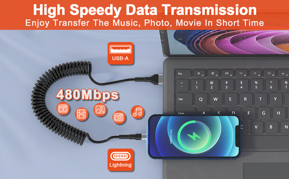 coiled lightning cable