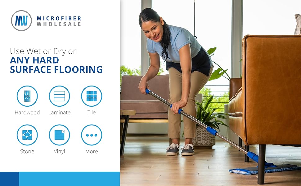 Microfiber Mop For Hardwood Tile Laminate Vinyl Stone Floors