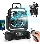 Odoland Portable Misting Fan with Light, 30000mAh Rechargeable Battery Camping Fan with 2 Spray M...