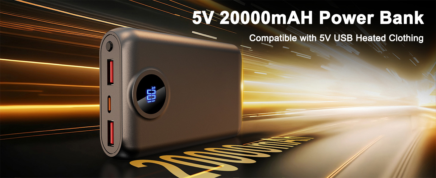 USB 5V 20000MAH heated vested battery pack for men women heated camping chairs heated pants