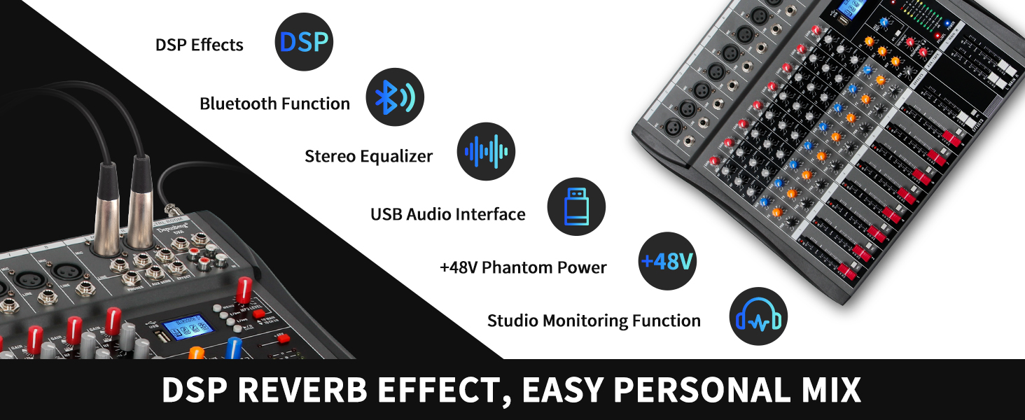 Depusheng DX8 Professional Mixer Sound Board Console