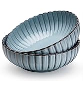 Serving Bowls, Durable Ceramic, Large, Microwave and Dishwasher Safe, Scalloped Shell Shape, Ombr...