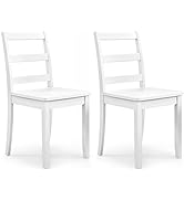 Giantex Wood Dining Chairs Set of 2 White - Wooden Armless Kitchen Chairs with Solid Rubber Wood ...