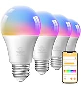 TJOY 4 Pack Smart Light Bulbs, Bluetooth WiFi Led Bulb Work with Alexa &amp;Google Assistant, RGB Col...