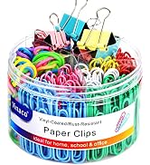 Vinaco 300PCS Paper Clips and Binder Clips Assorted Sizes, Colored Paper Clips (2" Large/1.3" Med...