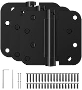 HOSOM Self Closing Door Hinges 4 Inch Spring Loaded Hinges Soft Close Door Hinges Matte Black wit...