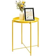 danpinera Tray Metal End Table, Small Round Side Table Sofa Side Table Round Metal Nightstand, Ou...