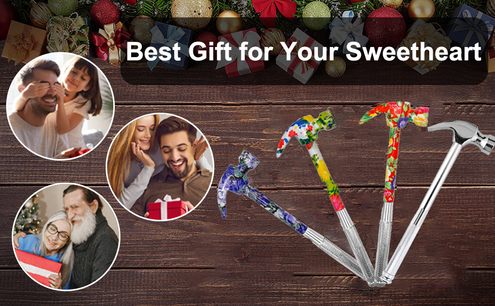 6 in 1 Multifunctional Floral Hammer &amp; Screwdriver Tool Set Claw Hammer with Slotted/Flat Head 