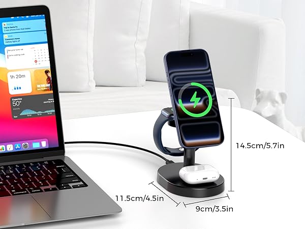 magsafe charger stand 3 in 1 magnetic wireless charging station apple watch iphone 17 16 15 airpods