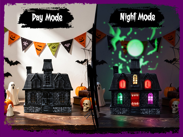 Halloween Projection Haunted House Decor, Colorful Lights