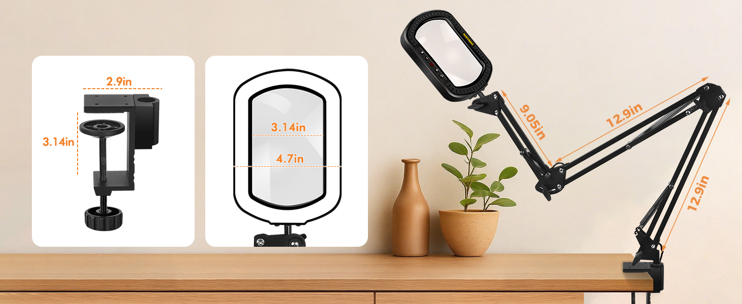 desk lamp magnifying glass desk clamp dual-purpose magnifying glass with led light