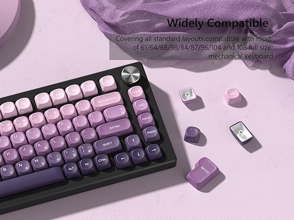 MOA Keycaps, PBT Keycaps, Japanese Keycaps 75 Percent, Gradient Purple Keycaps