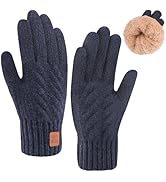 YukiniYa Kids Gloves Winter Thermal Double-Layer Knit Wool Fleece Lined Touchscreen for Boys Girl...