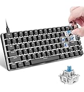 60% Mechanical Gaming Keyboard,Hot Swappable Compact 82 Keys Wired Mechanical Keyboard with White...
