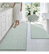 BSICPRO Bathroom Rugs Set 2 Piece-Chenille Bath Mats Non Slip-Thick Soft Absorbent Bath Rug-Showe...