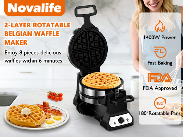 2-LAYER ROTATABLE BELGIAN WAFFLE MAKER
