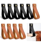 AIERSA 10pcs Leather Curtain Rod Holder, Leather Curtain Rod Bracket, PU Leather Loop Strap for W...