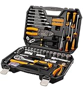Hoteche 89-Piece Tool Set Automotive Mechanic Tool Kit for Car Repair Tool Box Set with Screwdriv...