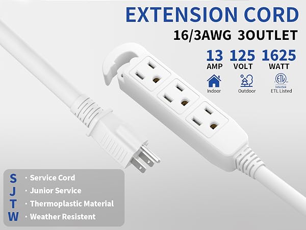 3 outlets extension cord