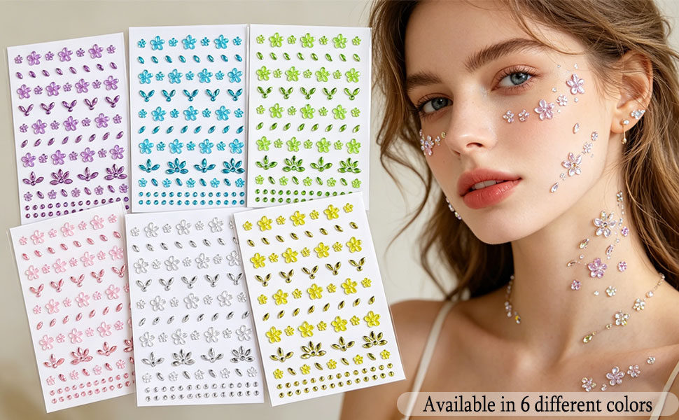 Flower Face Gems Stickers