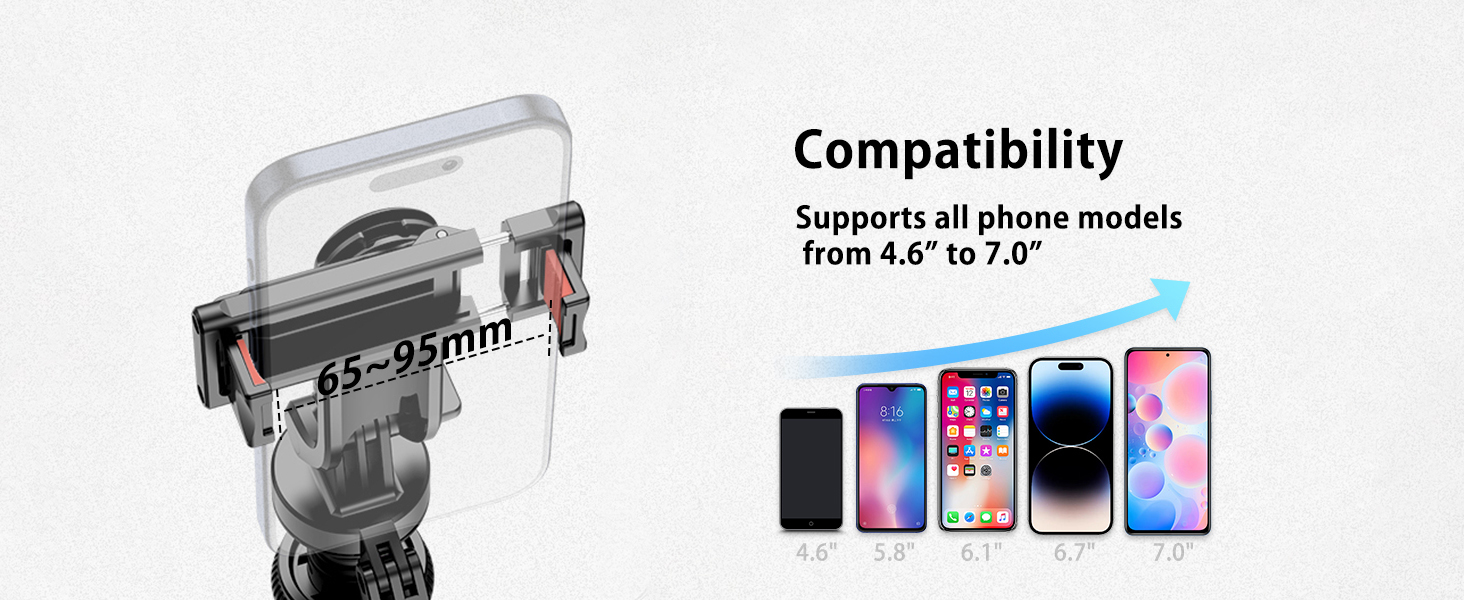 Selfie Stick Tripod, Extendable Tripod for Phone &amp;amp; Selfie Stick with Detachable Phone Holder