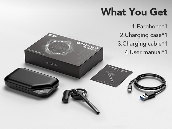 Earphone?Charging case?Charging cable?User manual