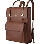 MOSISO Trendy Leather Backpack Purse for Women Men, 15.6-16 inch Laptop Backpack Waterproof Styli...