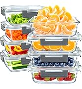 Bestfull 8 Pack 36oz Glass Meal Prep Containers with Lids Airtight BPA Free, Stackable Glass Food...