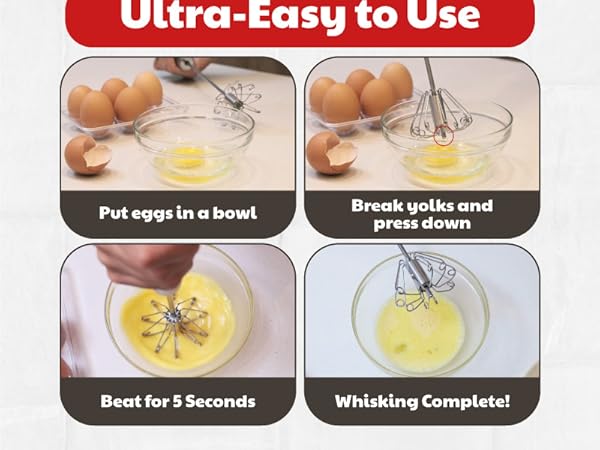 High-speed rotary whisk blender in action, press down for efficiency, easy whisk