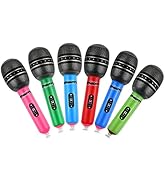 DS. DISTINCTIVE STYLE Inflatable Microphones 6 Pieces 10-Inch Blow up Microphones 80s 90s Party F...
