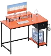 Pamray 39 Inch Computer Desk with Monitor Stand Small Home Office Desks with Non-Woven Storage Dr...