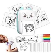Qhzxcvlk Mini Thermal Printer with 5 Rolls Paper, Bluetooth Portable Inkless Printers Compatible ...