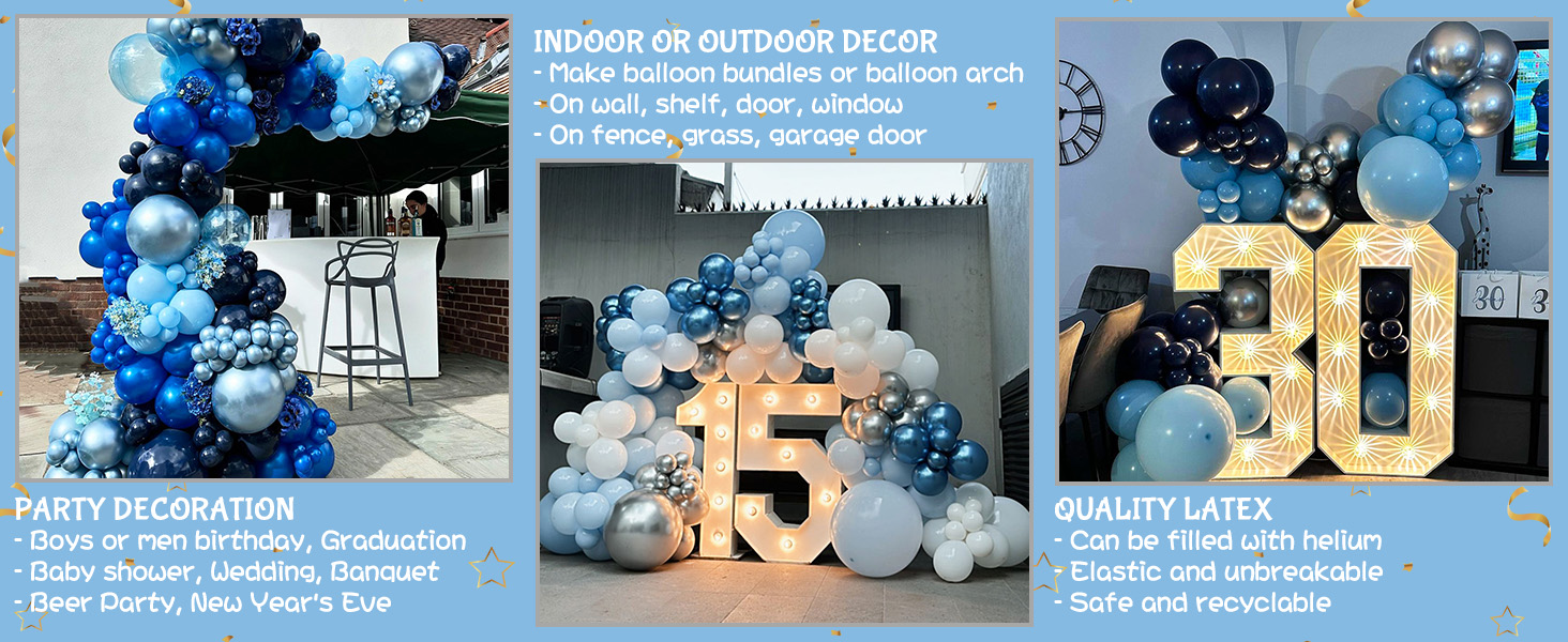 blue silver balloons