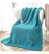 SNUGSUN Heated Throw Blanket Double Sided Sherpa, Soft Heating Electric Blanket for Bed, Automati...