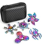 5 Pack Metal Fidget Spinners Pack Stress Relief Toys for Kids Adults, Rainbow Finger Hand Spinner...