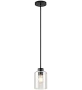 KLSS Black Pendant Lights Kitchen Island - Seeded Glass Pendant Light Fixture Multiple Stems Rods...