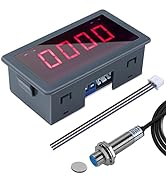 Digital LED Tachometer, Icstation RPM Speed Meter AC 110V 220V Digital Motor Tachometer with Hall...