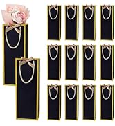 PH PandaHall 14PCS Wine Gift Bags with Bow 11.8x4.7x3.9inch Black Paper Bags Reusable Gold Foil B...