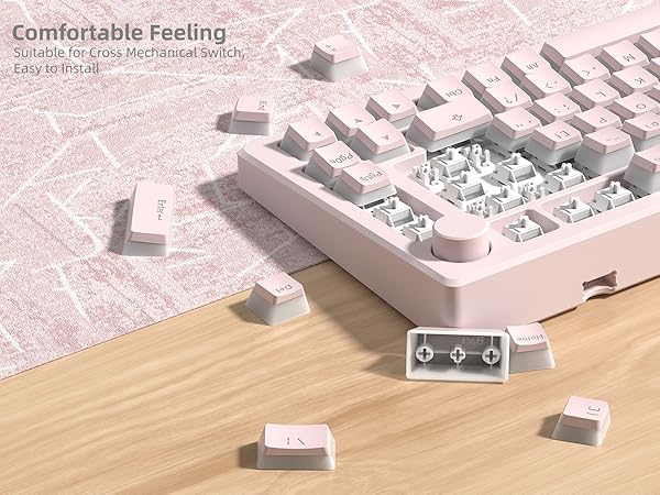 Womier Pudding Keycaps, Black PBT Keycaps 60 65 75 100 Percent 130 Keys, Shine Through Key Cap