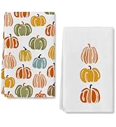 RABUSOFA Fall Kitchen Towels Set of 2,Orange Pumpkin Autumn Dish Towels 18x26 Inch Drying Dishclo...