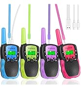 Vvinca Rechargeable Walkie Talkies for Kids 4 Pack, 5-7 Year Old Boy Toys Long Range 22 Channels ...