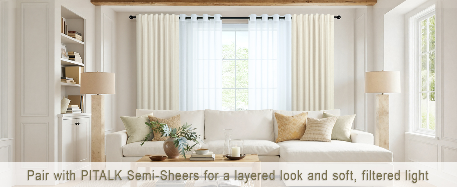 Pair with PITALK Semi-Sheers for a layered look and soft, filtered light.