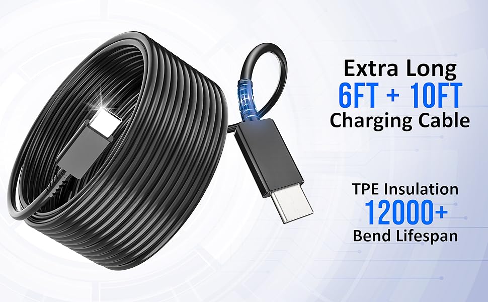 6ft &amp;amp; 10ft USB-C cables. 12000 bend TPE insulation reaches distant outlets behind couches.