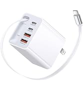 OKRAY 40W USB C Charger with Retractable USB C Cable, 4-Port Fast Charging Block Foldable Wall Pl...